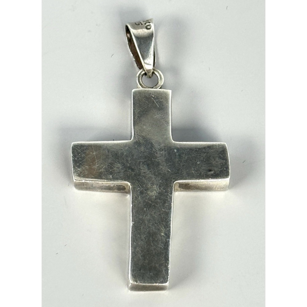 Taxco TS-18 Mexico 925 Thick Sterling Silver Cross Pendant 13.15g Modernist